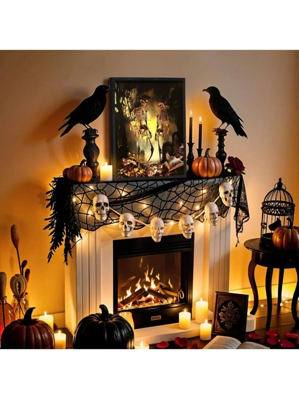 Lighted Halloween Tabletop Decor - Framed Artwork, 20x28 Inch Spooky Display